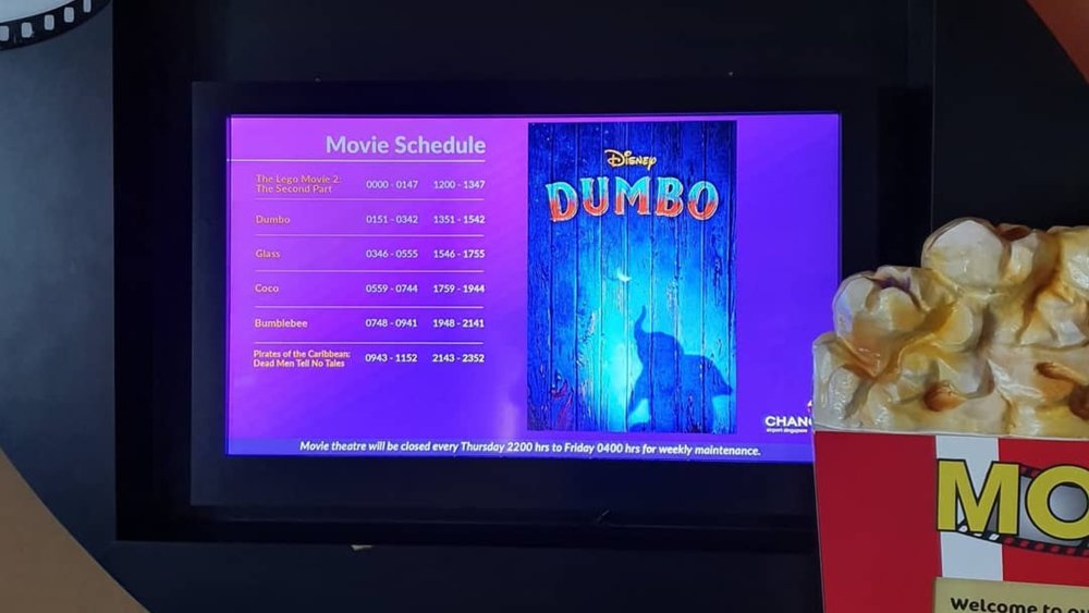 Enjoy Disney classics like Dumbo at Changi’s movie theatre. Credit: materesa__