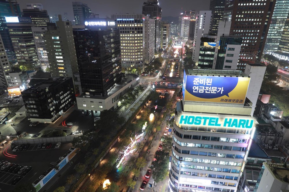 Hostel Haru top view during night time