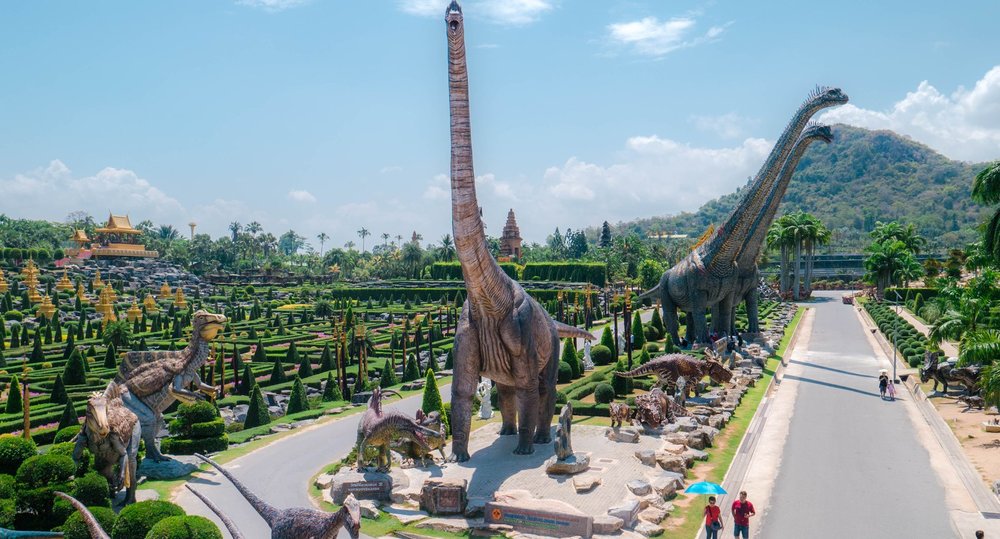 dinosaur models in nong nooch tropical garden in pattaya