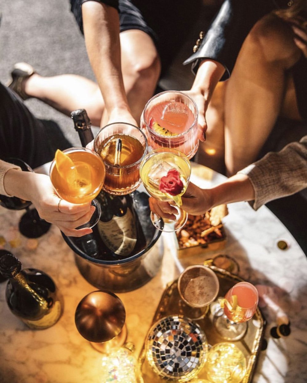 People celebrating thru drinking