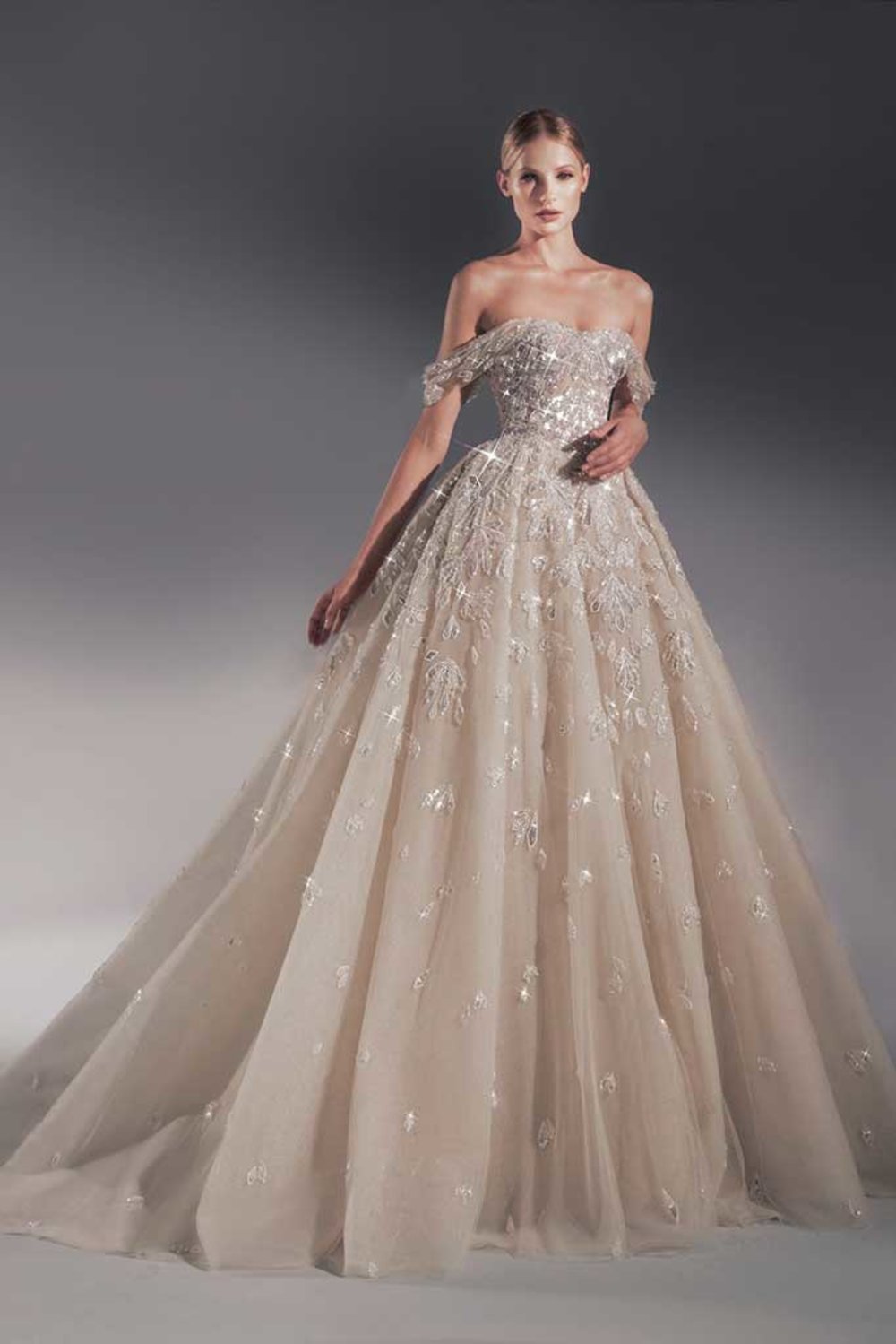 Woman wearing wedding gowns