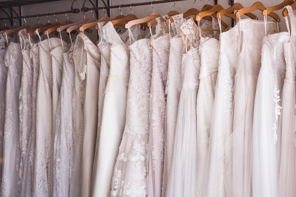 Wedding gowns in the rack