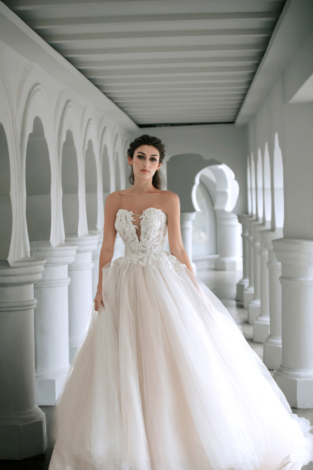 Bride with a beautiful wedding gown