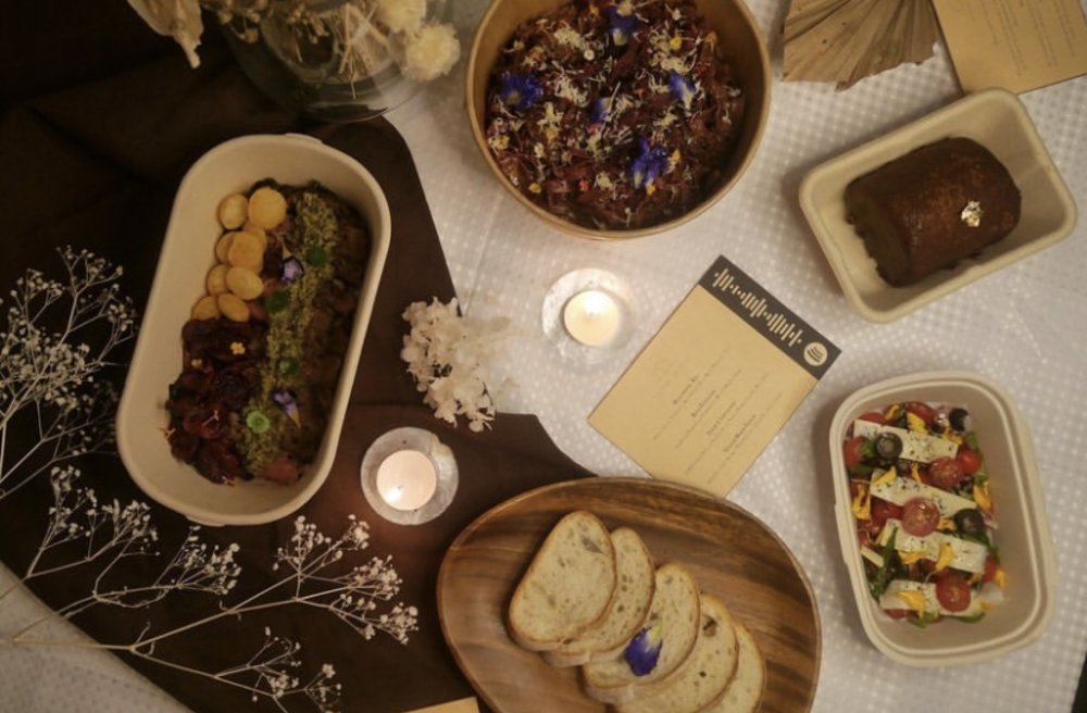 Pastries flat lay in the table