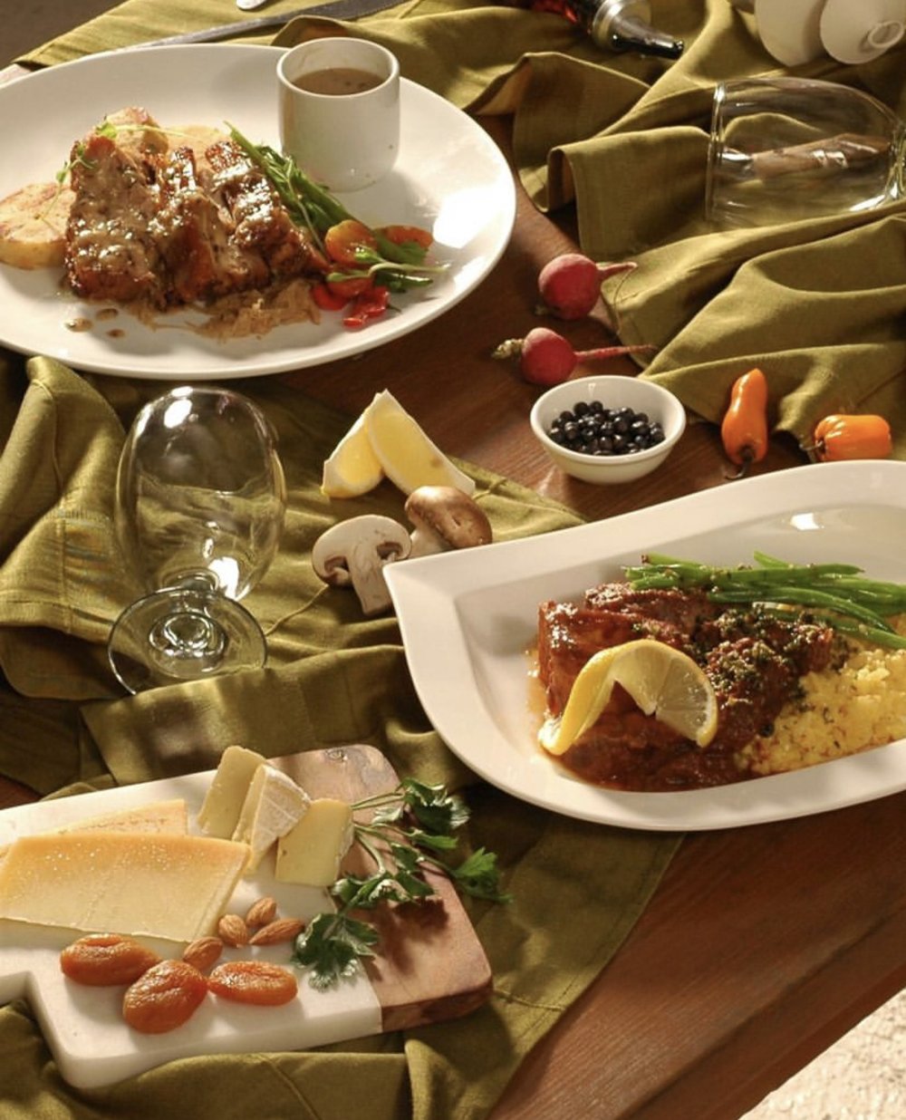 Steak with cheese as side dish