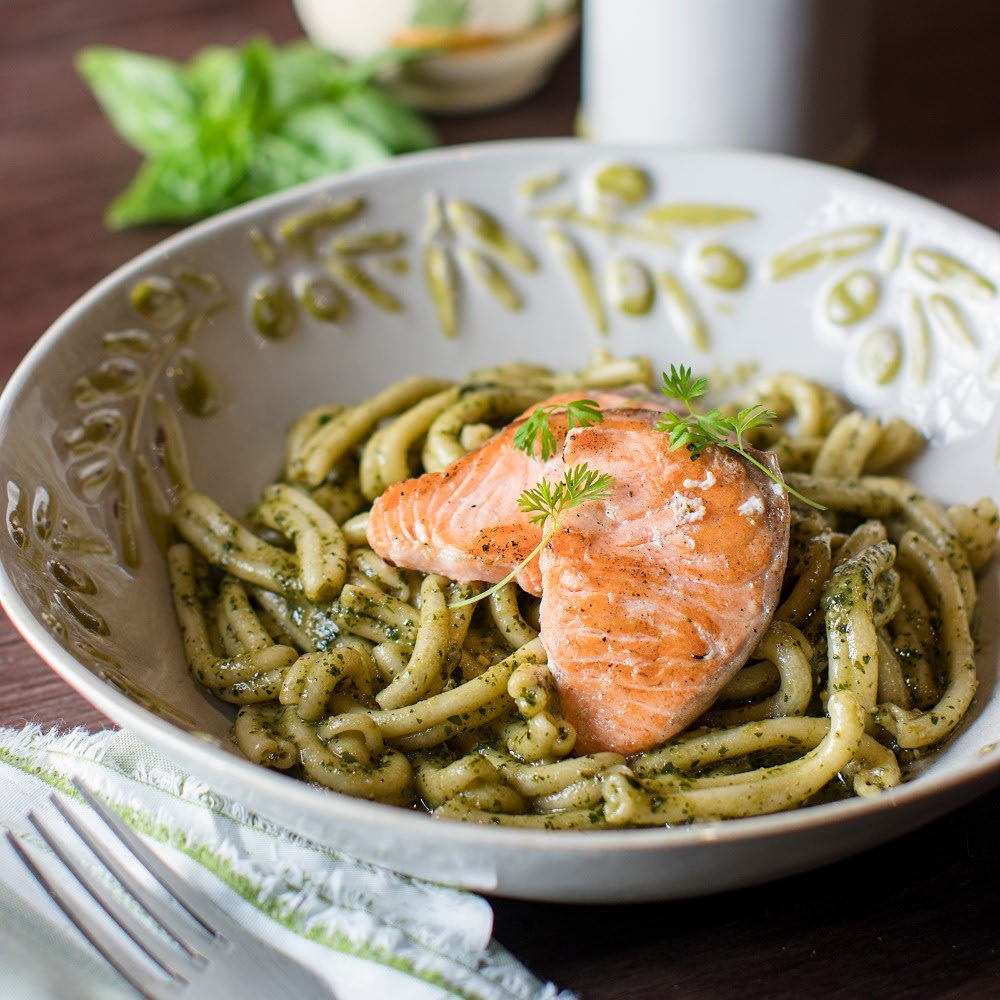 Pesto with shrimp