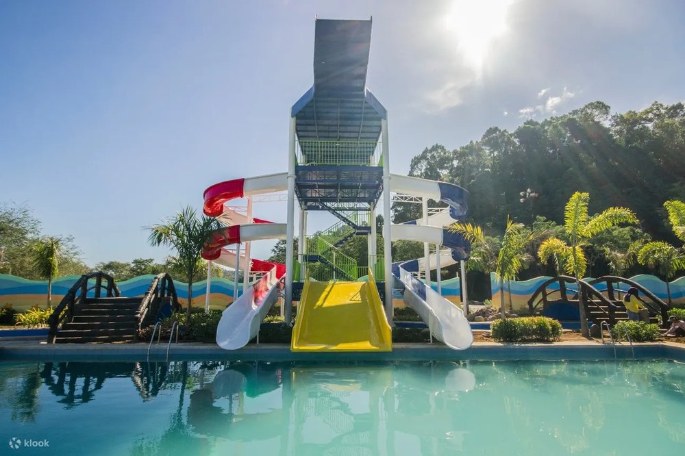 Pool with a colorful slides