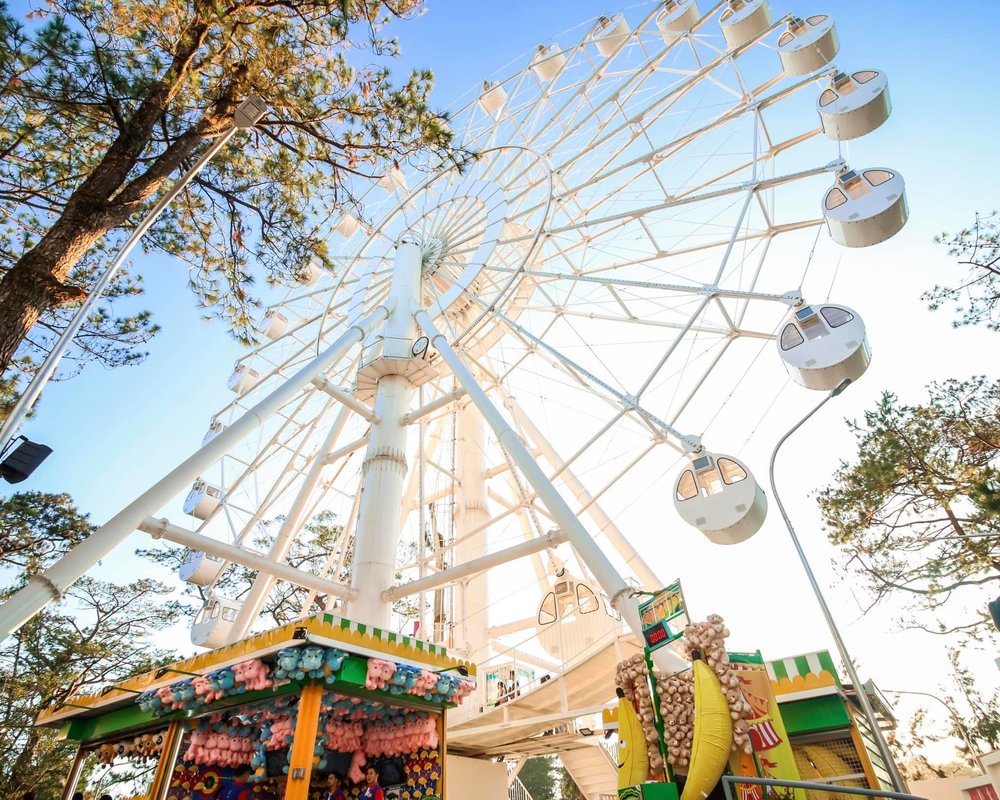Worm view of a ferris wheel