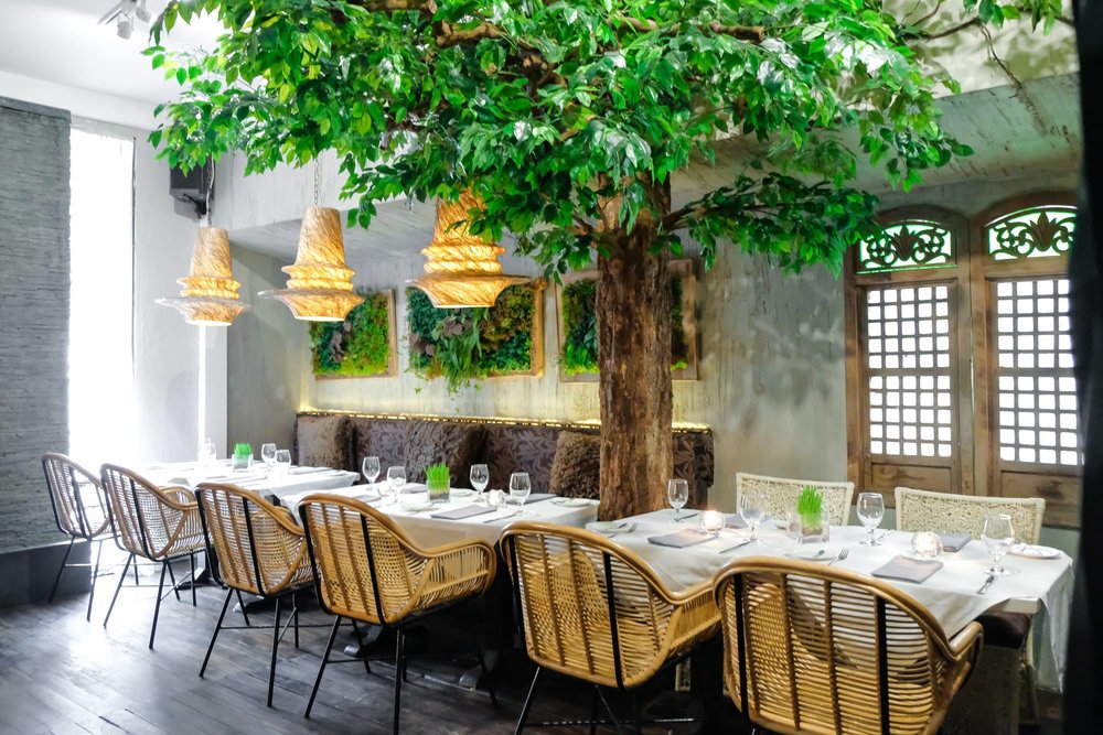 Dining table with a tree