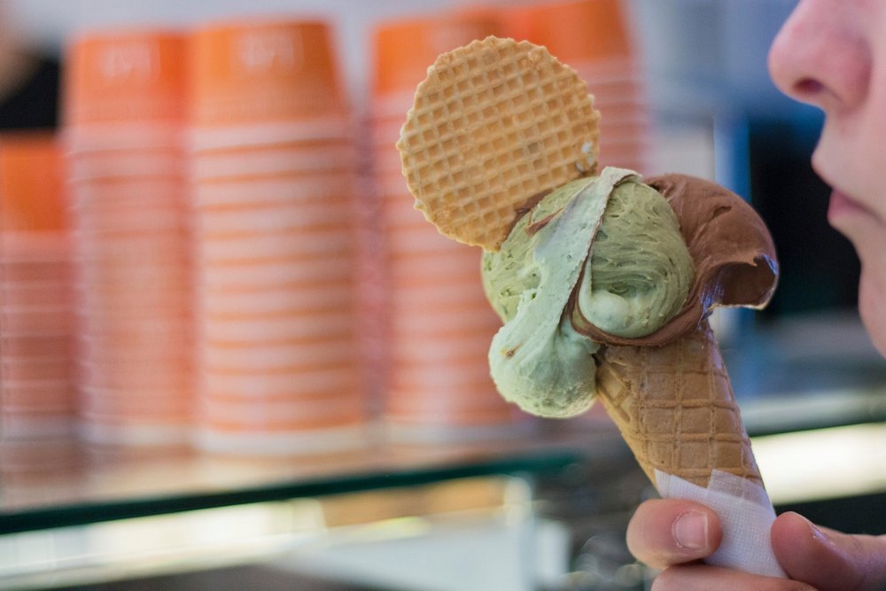 Ice cream in a sugar cone