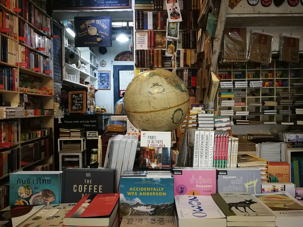 Inside a bookshop