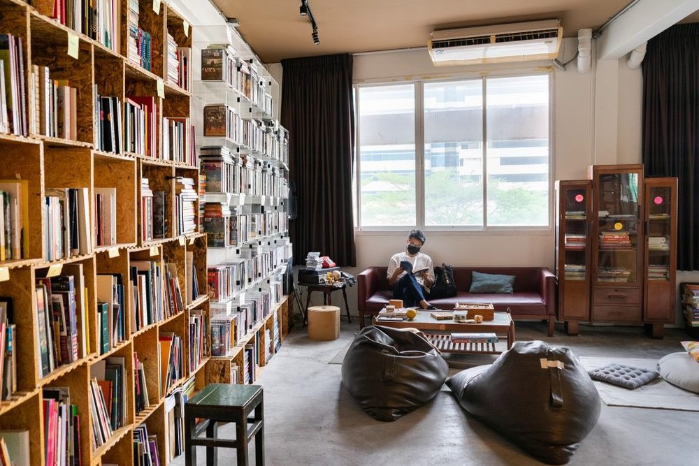 Man reading in the sofa