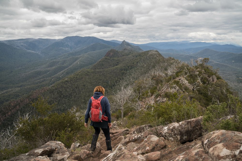 a female hiker at cathedral range state park