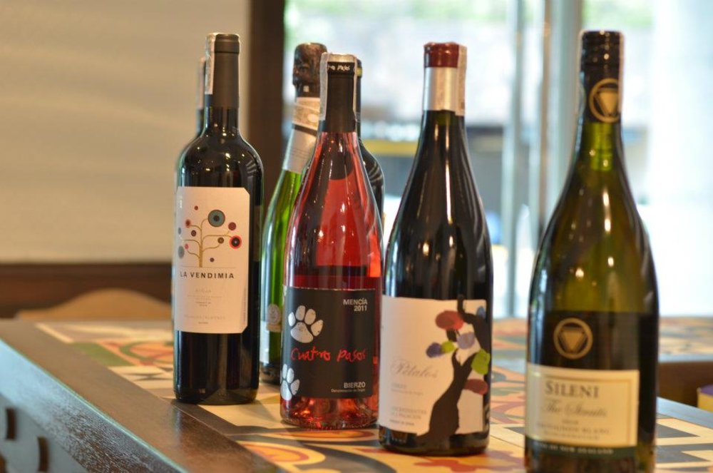 Bottles of wine in the counter table