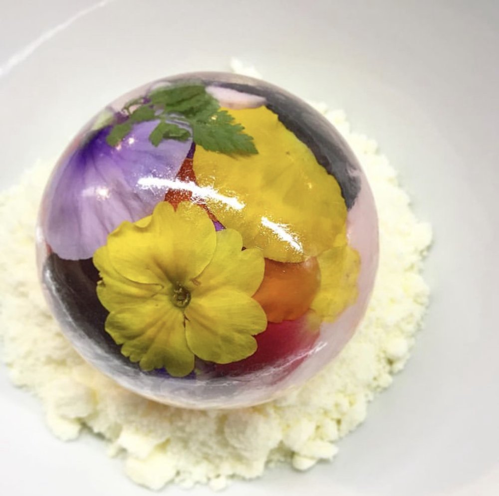 Champagne sugar ball dessert