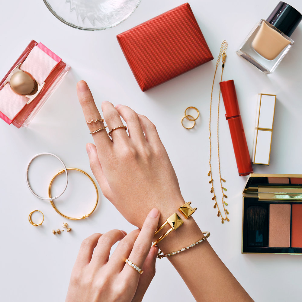 Hand trying out jewelry