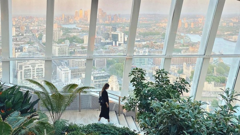Endless views of plants and the London skyline at the Sky Garden. Credit: karolinaruzic