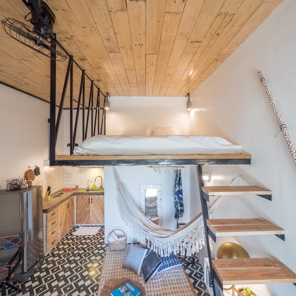 Aesthetic loft bedroom design in a villa