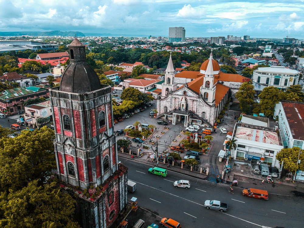 Aerial view of a church