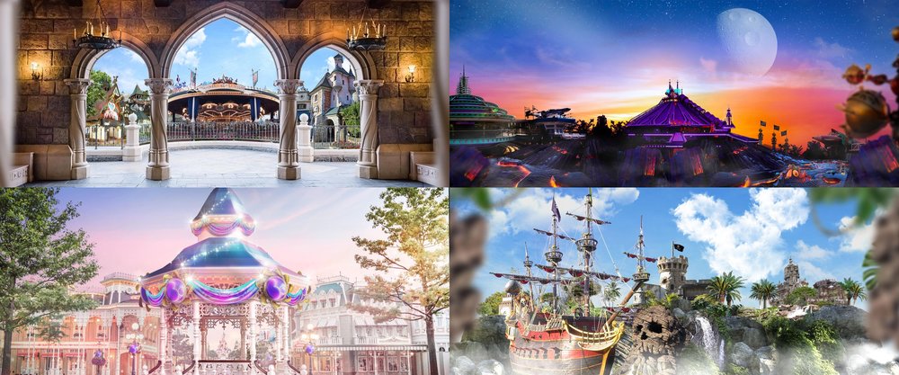 ดิสนีย์แลนด์ปาร์ค (Disneyland Park) แบ่งเป็น 4 โซน 