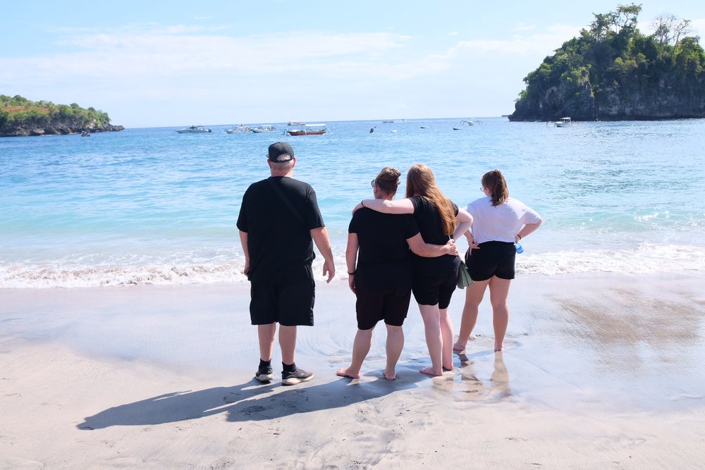 family posing in crystal bay