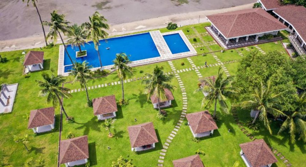 drone shot of batangas resort and beach