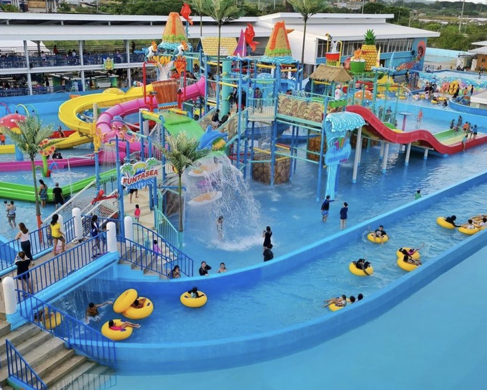 Top view of a water park