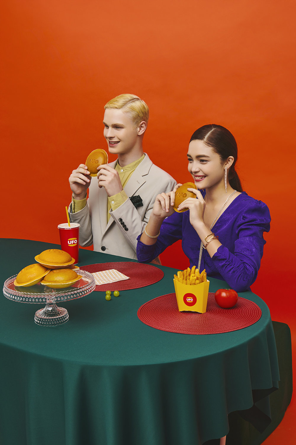 Couple eating burger