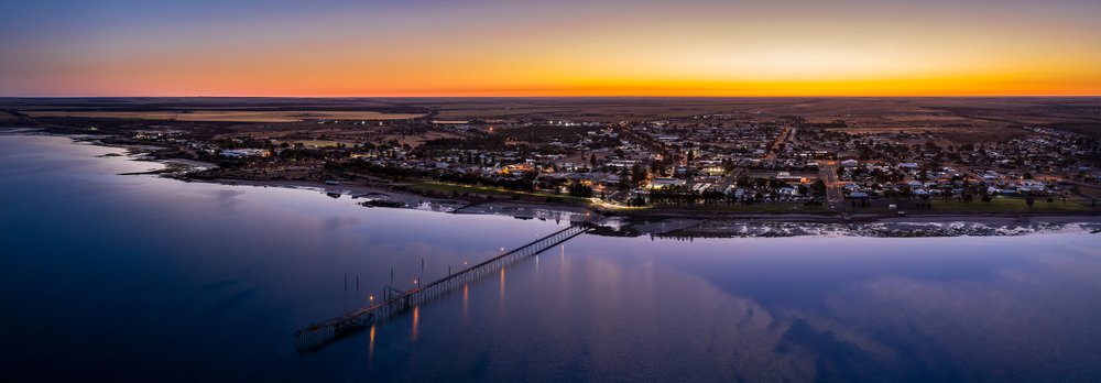 a panoramic aerial view of Ceduna at night