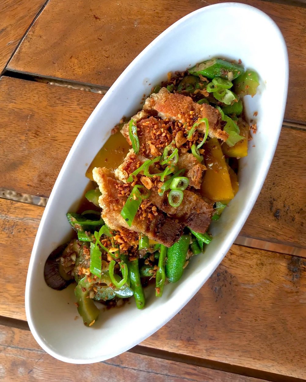 Vegetable Kapampangan dish with crispy bagnet