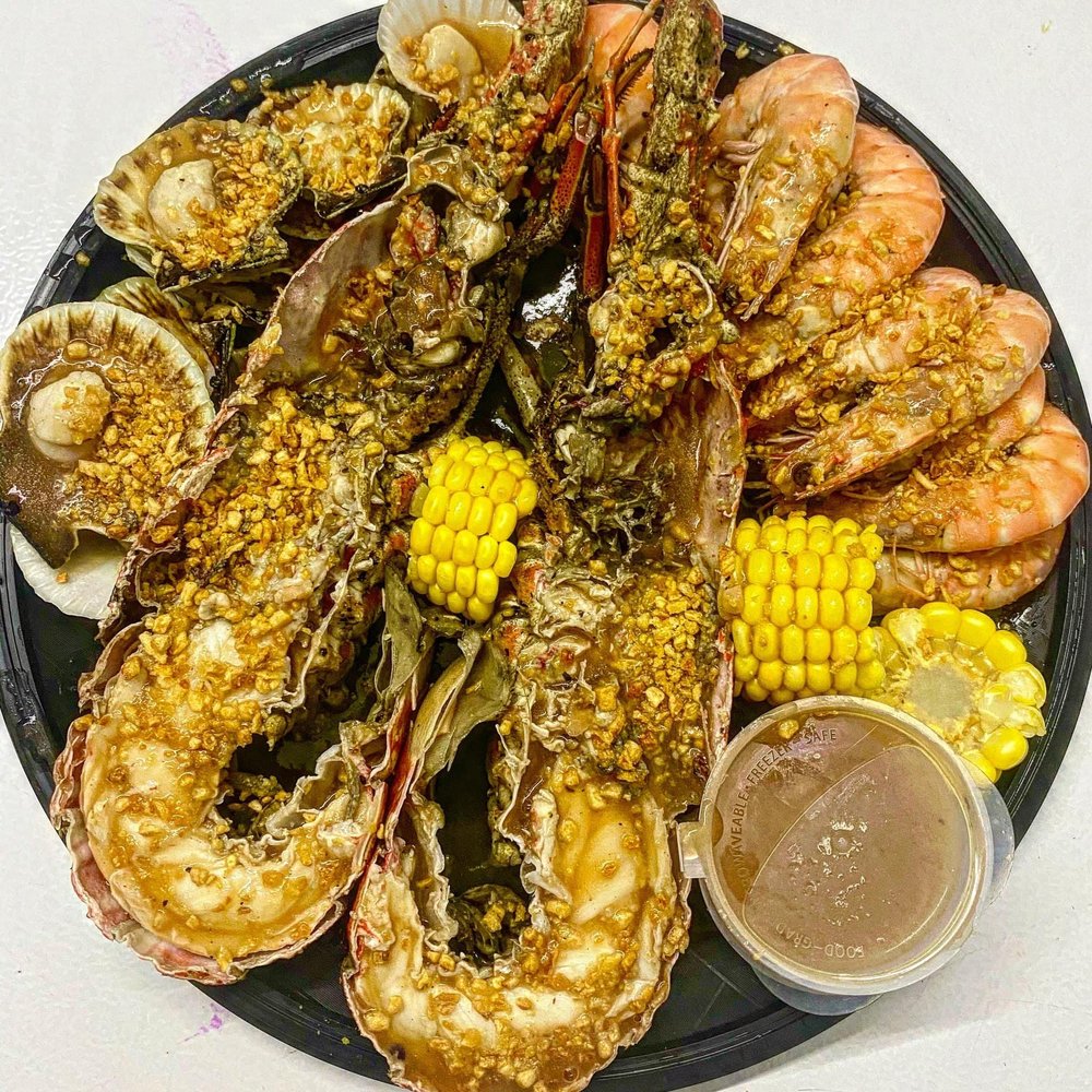 Buttered lobster and shrimp