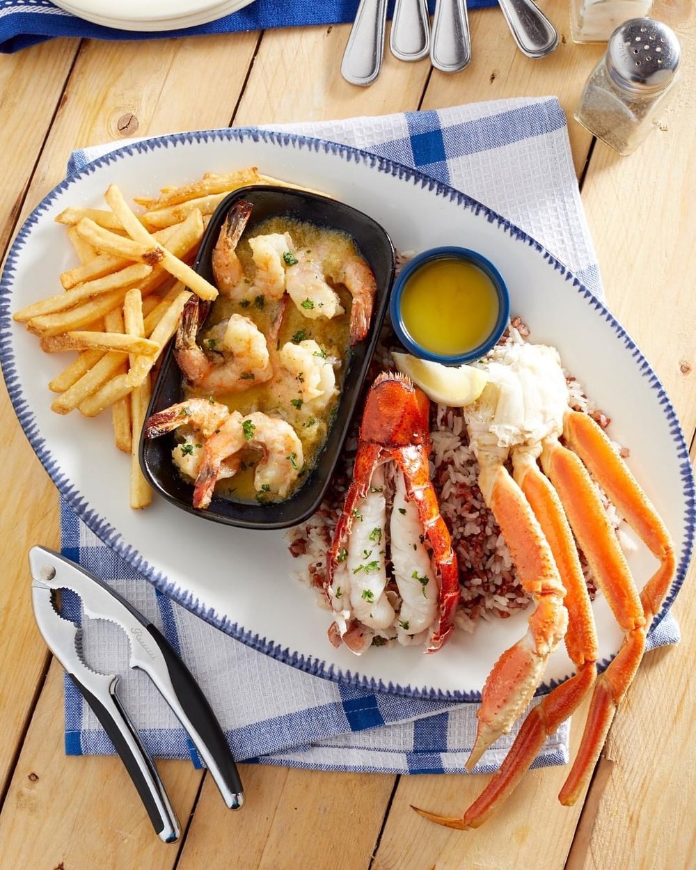 Lobster and buttered shrimp with rice