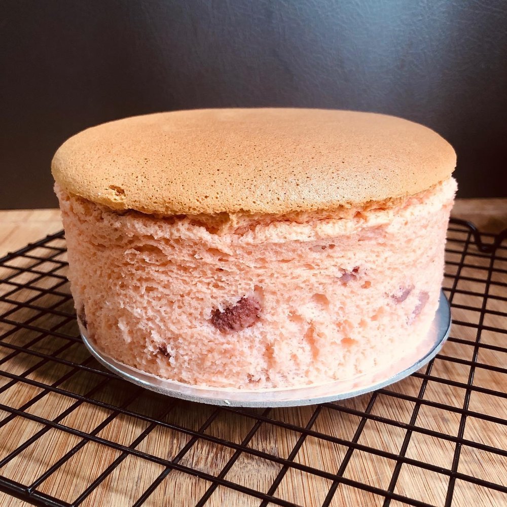 Strawberry chiffon cake in Baguio cafe