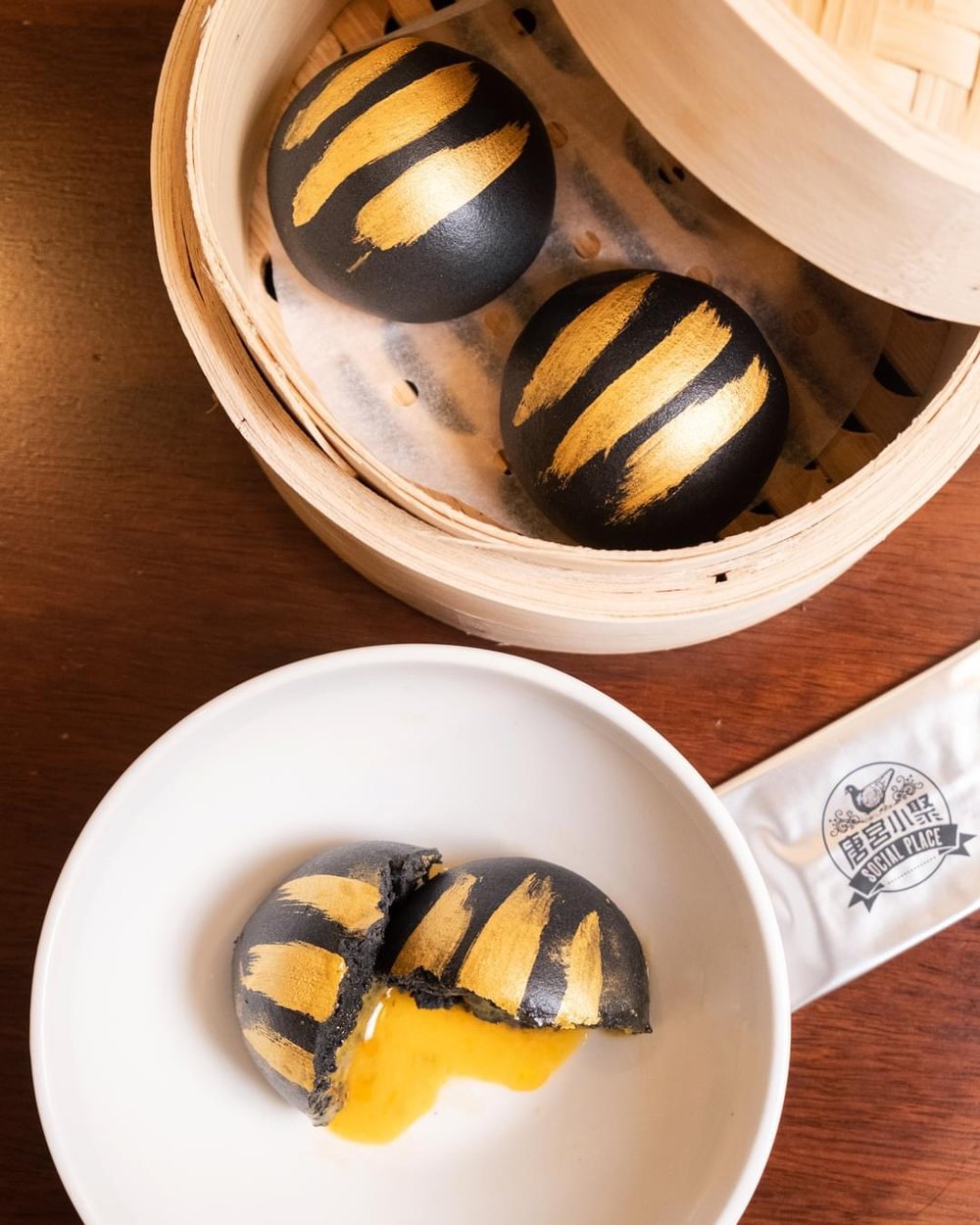 Bun in a wooden steamer
