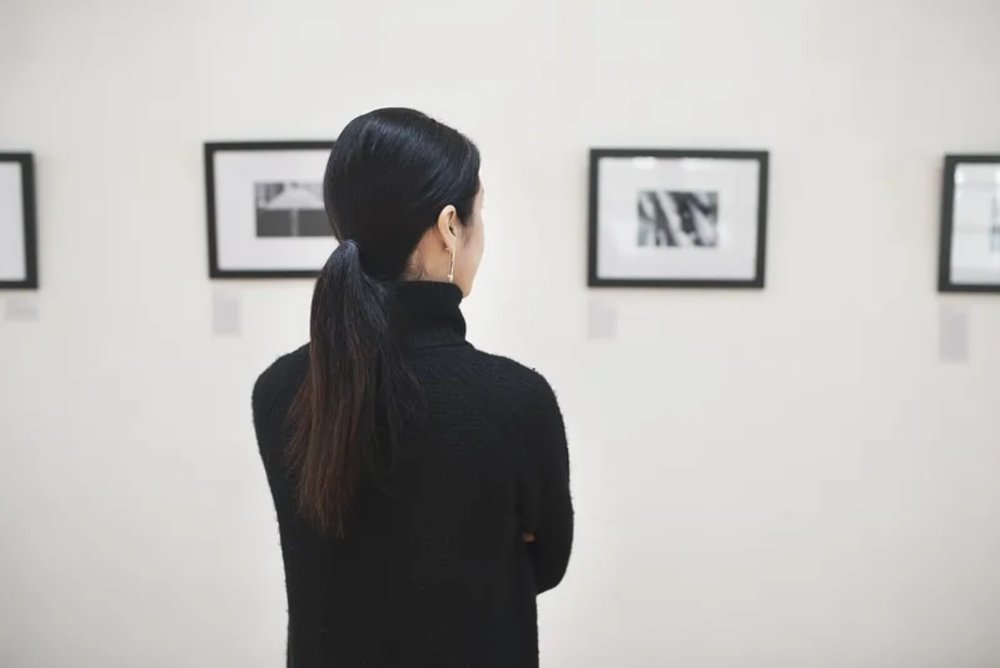 Girl looking at the display in a Museum