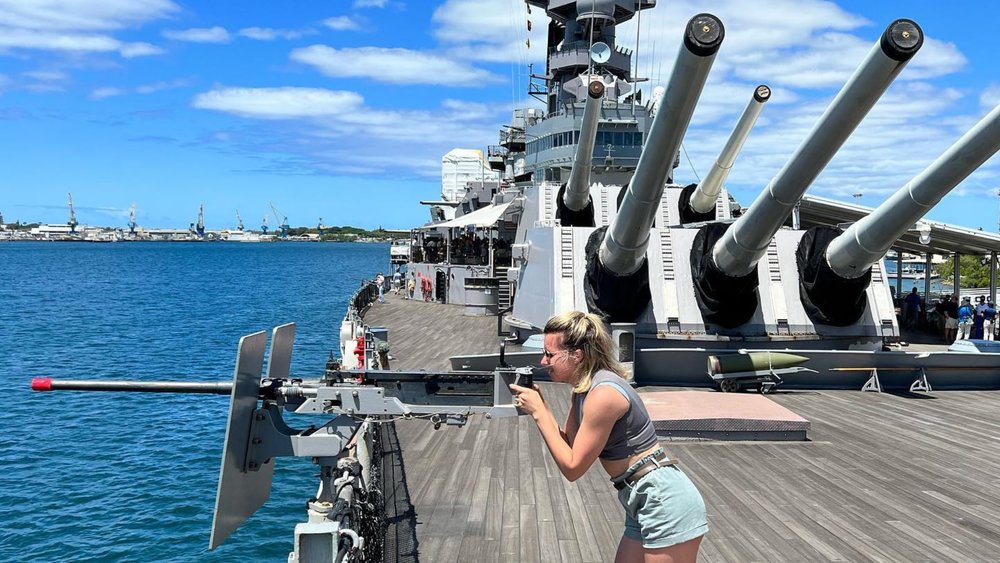USS Missouri (nicknamed Mighty Mo) fought in the Korean War, the Gulf War, and World War II.  Credits: @lydiirussell on Instagram