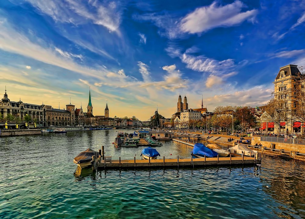 View of a port in Zurich