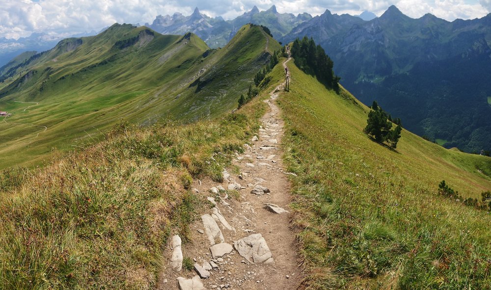 a mountain hiking trail in Switzerland