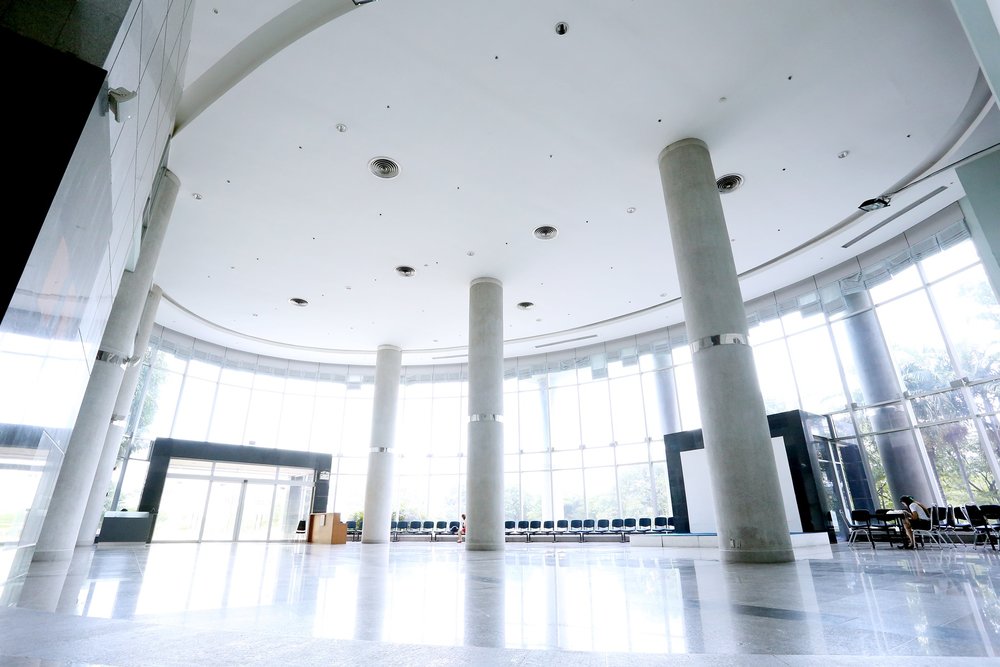 University building with white interior
