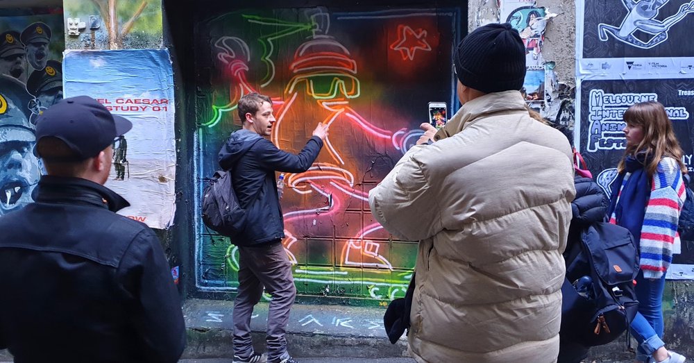 people on a street art tour in melbourne
