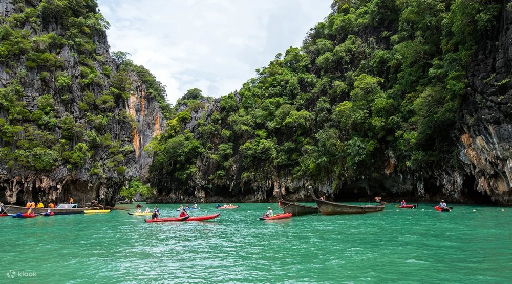 Long tail boat in the sea