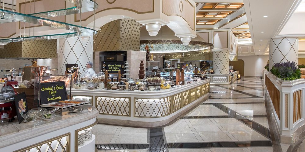 Buffet fish and dessert area