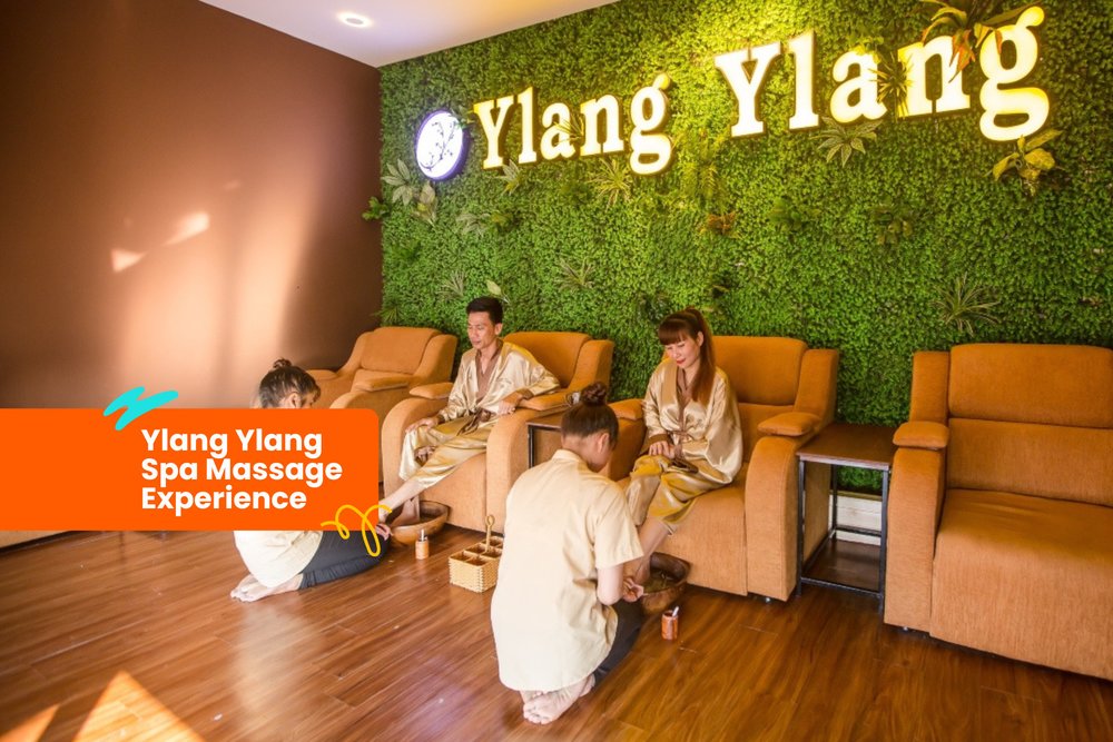 people getting pampered by masseuse at Ylang Ylang Spa in Hoi An