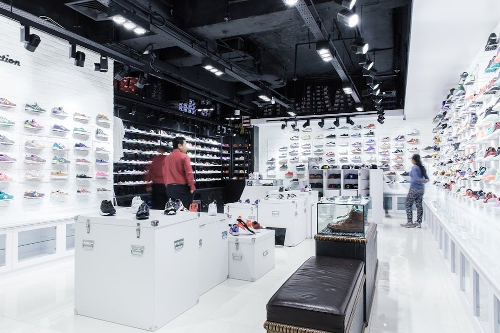 Shoe store with white interior