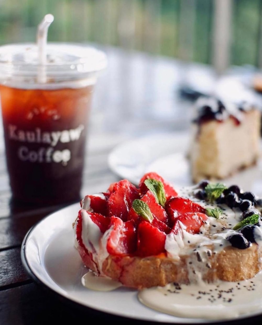 creamy fruit toast and coffee