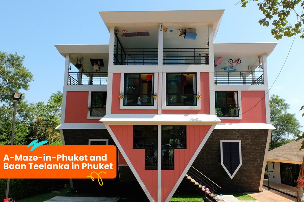 a view of the Baan Teelanka, an upside-down house attraction in Phuket