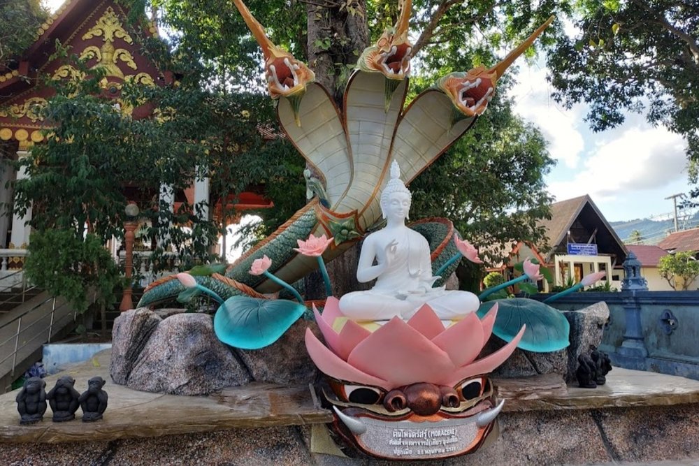 รูปปั้นต้นโพธิ์ตรัสรู้ สายมูพญานาคต้องแวะ