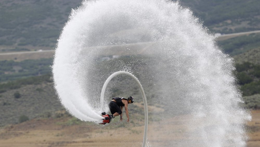 Man doing tricks with flyboard