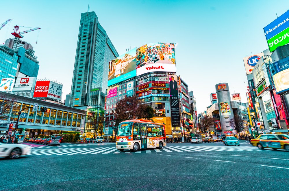 Shibuya Crossing with a view of the 109 Building