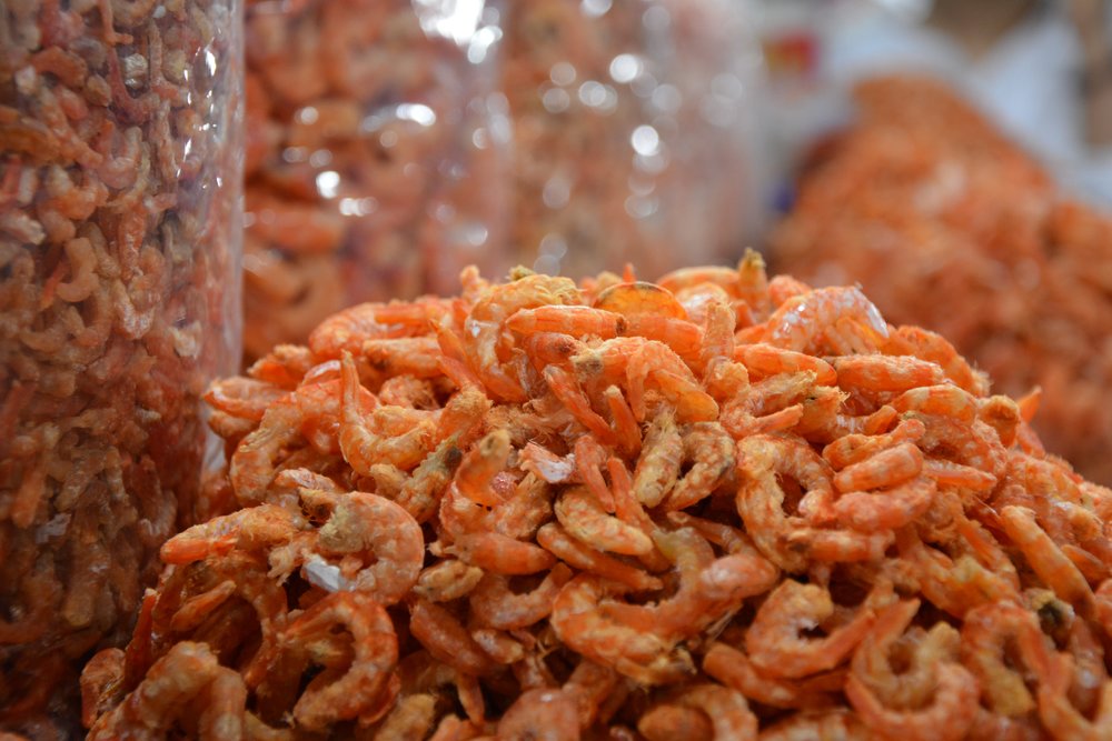 Different dried sea food in the market
